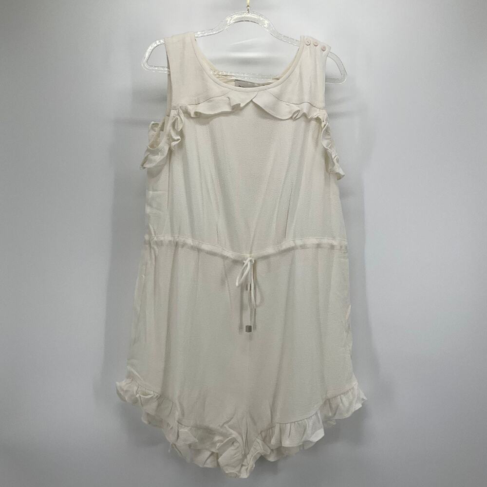 Rachel Antonoff Romper 8 Ivory Ruffle Cold Shoulder Tie Waist Romantic Coquette